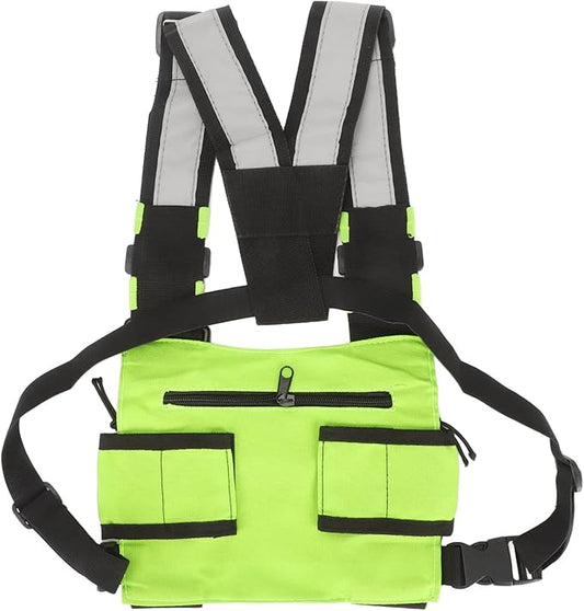 Radio Chest Harness, Chest Front Pack Pouch Holster Vest Rig Universal Radio Harness Chest Rig Bag for 2 Way Radio Fruit Green