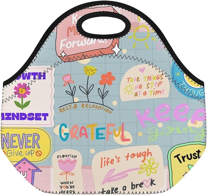 Neoprene Lunch Bags Thermal Insulated Lunch Tote Bag Reusable Washable Neoprene Picnic Bag for Women Men