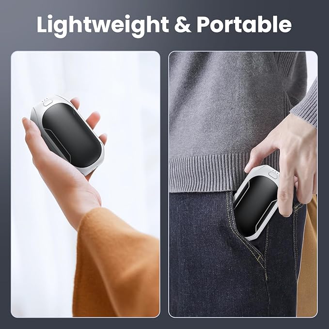 Rechargeable Hand Warmers 2 Pack, Electric Hand Warmer Reusable, 2 in 1 Pocket Portable Hand Warmer Outdoor/Indoor/Hunting/Camping/Working USB Hand Warmers for Men Women Kids