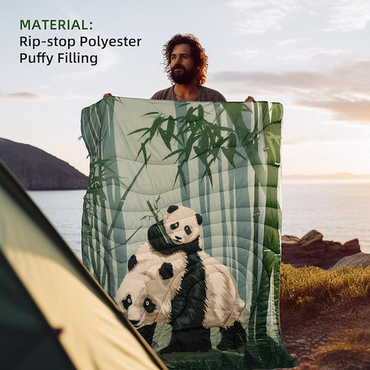 Outdoor Puffy Camping Blanket, Lightweight Windproof Warm Stadium Blanket, Packable Travel Camping Quilt for Cold Weather，Hiking, Backpacking,Sleeping, Hammock, Adventure 78"x 56"