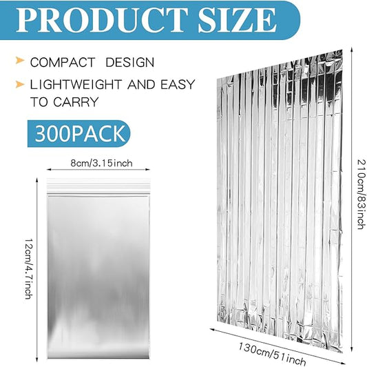 Emergency Blanket Bulk Mylar Survival Thermal Blankets Pack Silver Foil Reflective Blankets for Cold Outdoors Camping Hiking First Aid Shelter Space Emergency Supplies Blanket Set