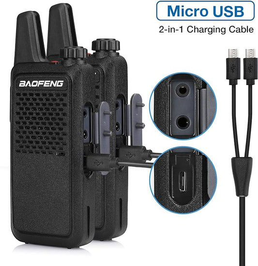 BAOFENG GT-22 Walkie Talkies for Adults Rechargeable, Long Range Two Way Radios with 1500mAh Battery, Portable Handheld VOX Handsfree with Earpieces, Holsters (4 Pack)