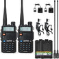 BAOFENG UV-5R Ham Radios Walkie-Talkies: Ham Radios Long Range with 2 Rechargeable Batteries, Ham Radio Handheld with High Gain Long Antenna and Earpiece,Two Way Radio Walkie Talkies for Adults,2PCS