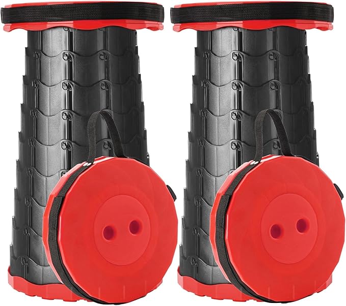 Upgraded Foldable Stool Thickened, Portable Collapsible Stool Retractable Stool for Fishing, Hiking, BBQ, Parties, Outdoor Activities (Red) (2)