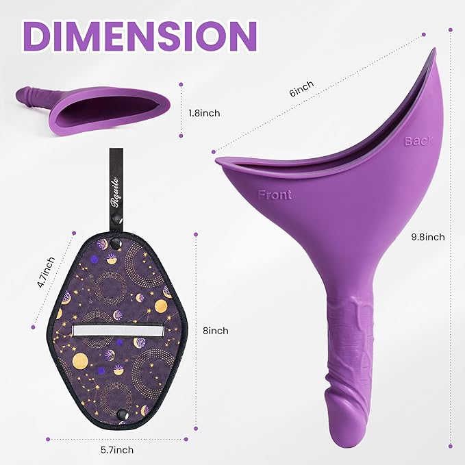 Rquite Female Urinal Pee Cloth Set, Portable Female Urination Device, Reusable Pee Funnel & Rag with Discreet Carry Bag, Silicone Urine Cup for Women Camping Gear Hiking Accessories