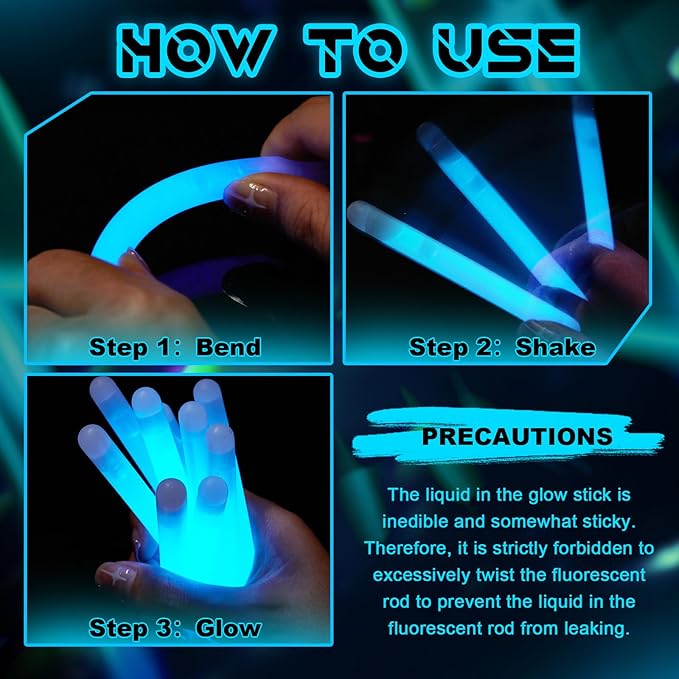 Lewtemi 100 Pack 4'' Halloween Glow Sticks Bulk Light Sticks with Lanyard Individually Wrapped Tactical Military Emergency Glow Stick Party Favors for Halloween, Camping, Hiking, Party