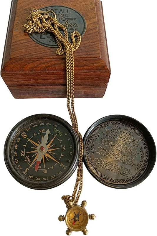 Brass Vintage Navigational Nautical Poem Compass with Beautiful Necklace, Made, Valentine Gift, Beautiful Bond, 100% Handmade, Directional Antique Gift by Decor Hunt
