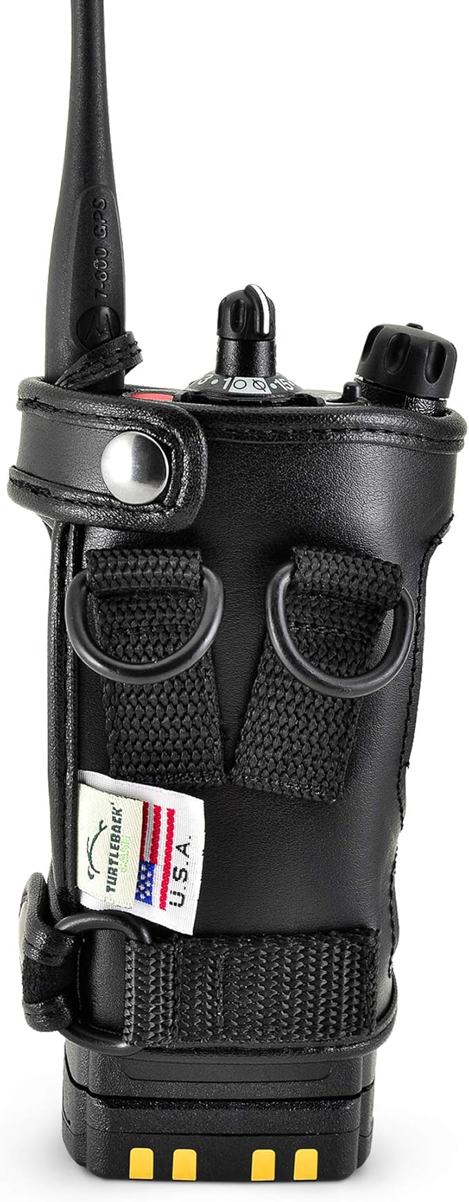 Turtleback Radio Holster for Motorola APX6000 – Durable Leather Belt Radio Holster – Durable Duty Belt Holder with D-Rings – All-Button Access – Fits Slim or Extended Battery