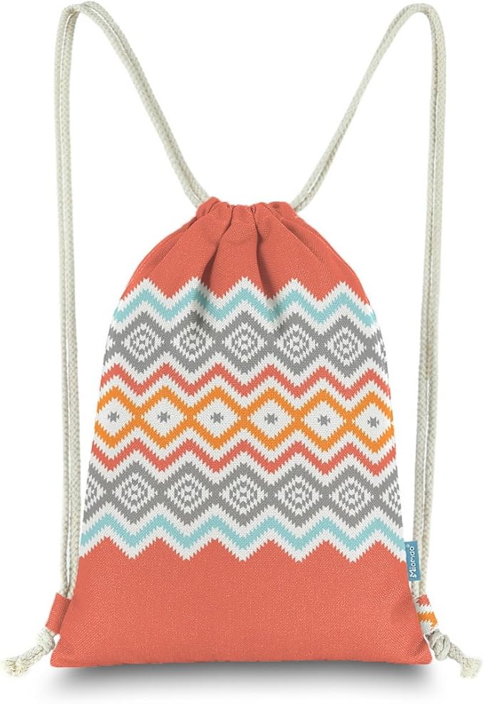 Drawstring Backpack Bohemia Style String Bag Canvas Beach Sport Daypack