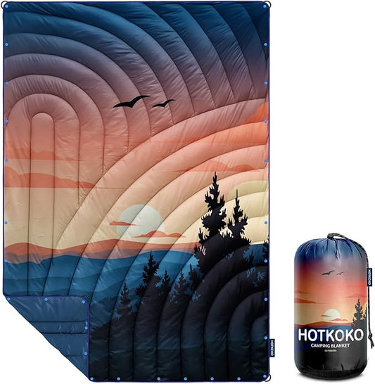 Camping Blanket,Lightweight Down Alternative Puffy Printed Camping Blanket Packable Outdoor Blanket for Camping,Traveling, Stadium, Hiking, Picnics