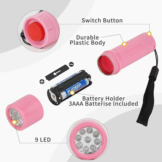 9-LED Mini Flashlight, Small Multicolor Flashlights with Lanyard, Batteries Included, for Hurricane Supplies Party Favors, Gift