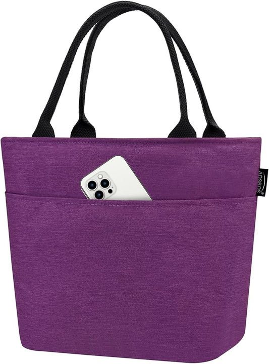 Aosbos Insulated Lunch Cooler Bag - Adult Thermal LunchBox Lunch Tote Bolsa Termica Almuerzo Lonchera, Purple