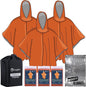 Lingito Rain Ponchos Family Pack - Emergency Drawstring Hood Poncho for Children & Adults Lightweight Reusable or Disposable