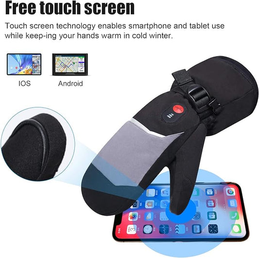 Heated Ski Gloves Mens Women Kids Mittens Electric Rechargeable Battery Gloves for Winter Skiing Skating Snow Camping Hiking Heated Arthritis Hand Warmer Gloves
