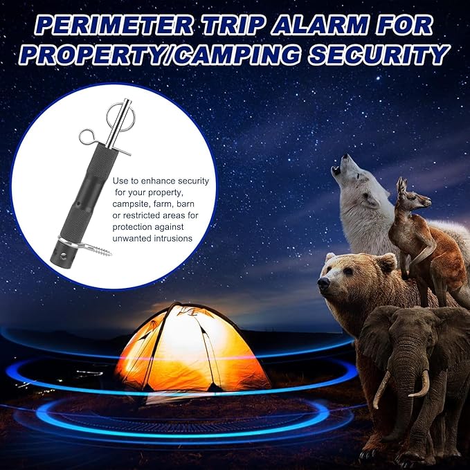 Perimeter Trip Alarm, Camping Trip Wire Alarm Device, Early Warning Security System for Camping and Property Safety, Use 209 Primers C2, black