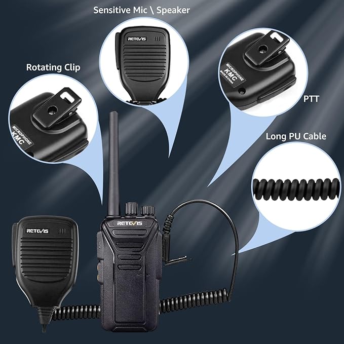Retevis RT27 Walkie Talkies,Two Way Radio with Shoulder Speaker Mic,2 Way Radios Long Range,USB Charging Base,Local Alarm,Walkie Talkie for Adults Construction Site School Security(5 Pack)