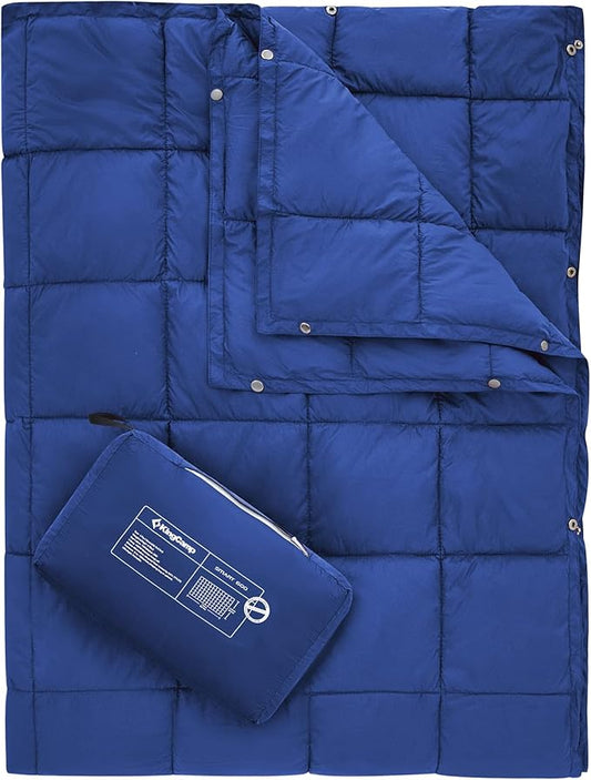 KingCamp Camping Blanket Lightweight, Multifunctional Warm Puffy Outdoor Blanket with Snap Button, Water Repellent, Packable, for Travel, Airplane, Hiking, Picnic 1.37lbs/69x 53inchs