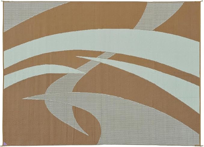 Stylish Camping 159127 9-feet by 12-feet Reversible Mat, Plastic Straw Rug, Large Floor Mat for Outdoors, RV, Patio, Backyard, Picnic, Beach, Camping (Brown/Beige)
