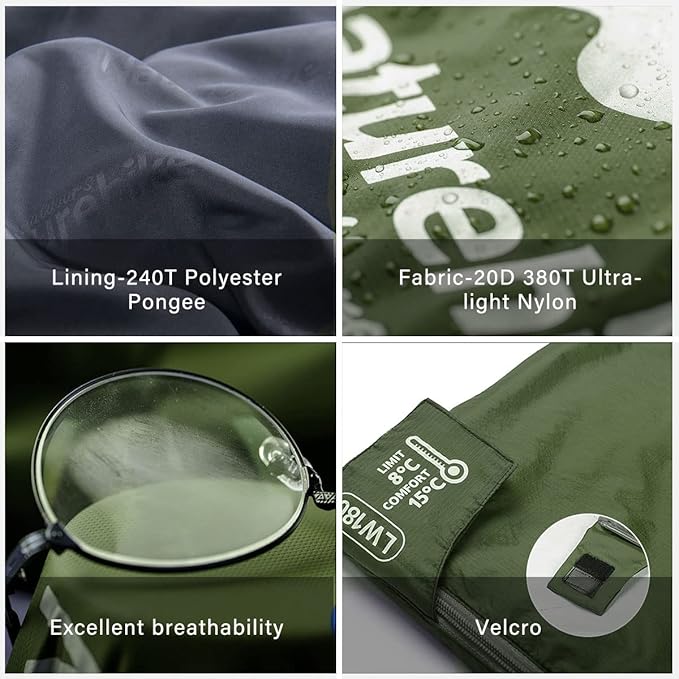 Naturehike Lightweight Sleeping Bag - Compact, Ultralight, Envelope Backpacking Bag - Portable, Waterproof, Comfortable With Compression Sack for 3 Season Camping, Traveling, Hiking