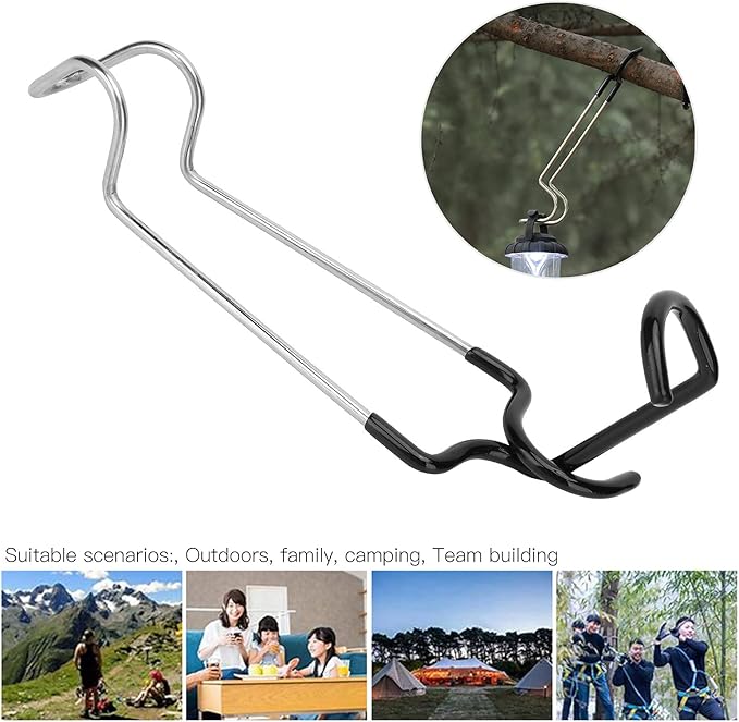 Outdoor Camping Light Pole, Camping Lantern Hook Hangers, Water Bottle Holder, Portable Non-Slip Tent Lamp Hook Cup Holder for Camping, Fishing, Hunting
