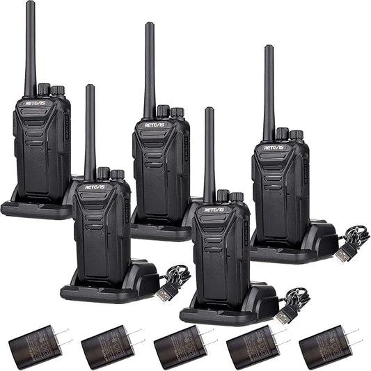 Retevis RT27 Walkie Talkies for Adults Long Range,2 Way Radio Rechargeable,VOX HandsFree,Heavy Duty,Portable FRS Two-way Radios for Commercial Retail Restaurant School(5 Pack)