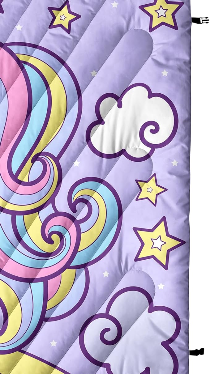Axolotl Purple Unicorn Warm Puffy Camping Blanket,Lightweight Rainbow Cloud Printed Packable Outdoor Blanket,Gloden Star Outdoor Camping Blanket Backpacking for Traveling Picnic Beach Cold Weather