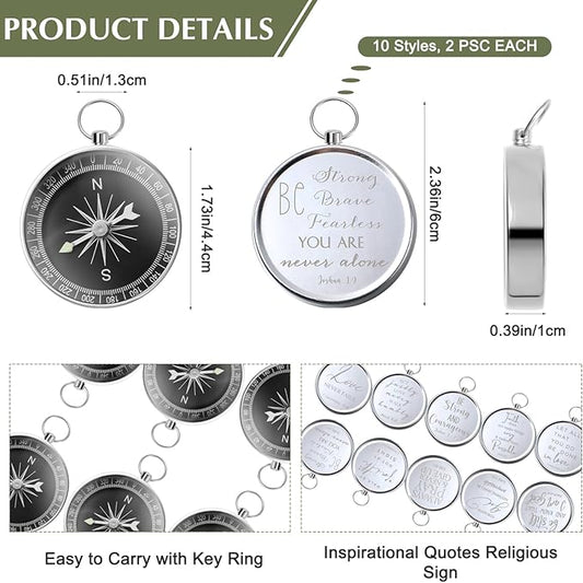Fumete Christian Gift Compasses Hiking Scripture Religious Bible Vintage Church Sunday School Gift for Student Teacher