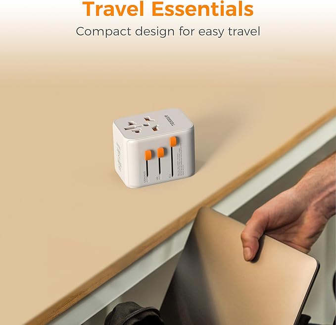 Universal Travel Plug Adapter 30W, TESSAN International Power Adaptor with 1 USB C and 4 USB A Ports, Travel Worldwide Outlet for US to European EU UK AUS (Type C/G/A/I)