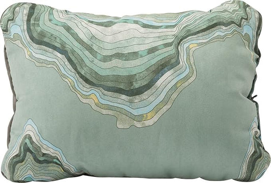 Therm-a-Rest Compressible Cinch Camping and Backpacking Pillow, Large - 16 x 23 Inch, Sage Topo Wave Print