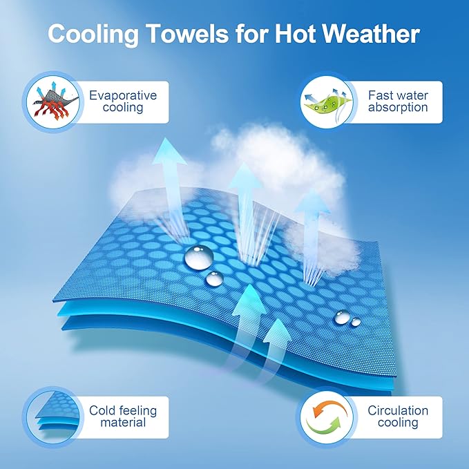 Cooling Towels 6Pack,Ice Towel for Neck and Face,Soft Breathable Chilly Microfiber Towel for Hot Weather,Camping,Workout,Sports,Yoga,Golf,Gym,Fitness