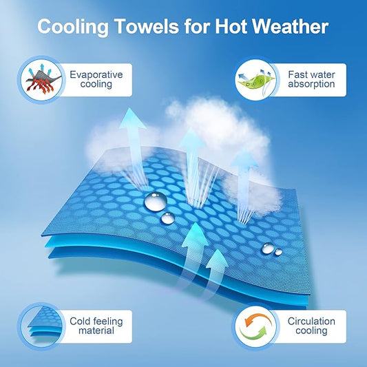 Cooling Towels 6Pack,Ice Towel for Neck and Face,Soft Breathable Chilly Microfiber Towel for Hot Weather,Camping,Workout,Sports,Yoga,Golf,Gym,Fitness
