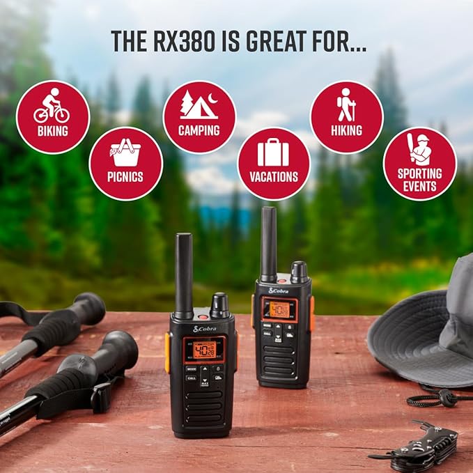 Bundle of Cobra RX380 Walkie Talkies (2-Pack) + Cobra ACXT1037R FLT Walkie Talkie (1-Pack)