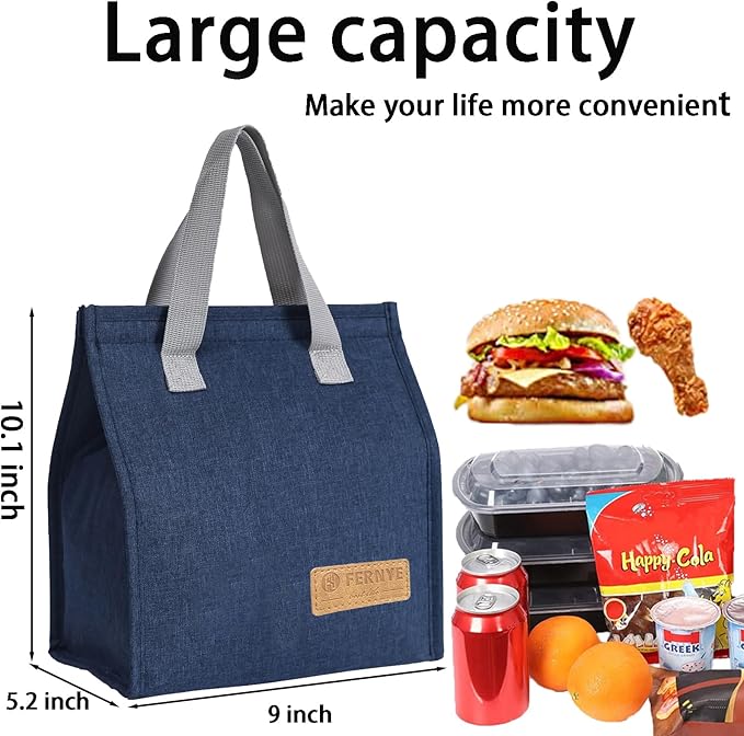 Lunch Bag for Women/Men,Waterproof Reusable Portable Lunch Tote,Lunch Box Bag.Thermal Cooler Bag Ideal for Work/Party/l/Travel/Picnic (Light Blue)