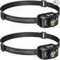 Rechargeable Headlamps Flashlight,1200 Lumens Super Bright LED Head Torches,Sensor Control, 7 Light Settings, IPX5 Waterproof & Lightweight, Ideal for Camping, Running & Hiking Outdoor (2 Pack)