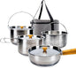 KingCamp Camping Cookware Set 304 Stainless Steel Campfire Cooking Pots Pan and Kettle with Travel Tote Bag for Camping Outdoor Kitchen Cooking Picnic for 4-6