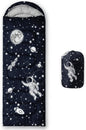 Kids Sleeping Bag for Boys Girls,Rocket Astronaut Moon Print-Lightweight Warm Portable Outdoor Indoor-Waterproof Cold Weather Resistant Sleeping Bag for Camping Hiking