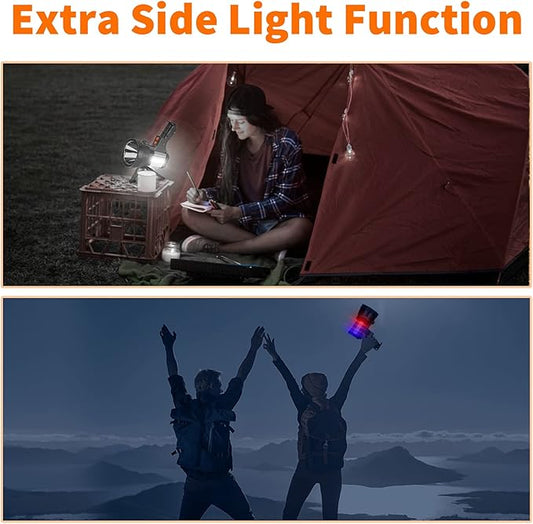 Super Bright Rechargeable Spotlight,Handheld Rechargeable LED Flashlight Ultra-Long Standby Lightweight Tactical Searchlight with USB Output Aluminium Alloy Golden Camping Light (White Light)