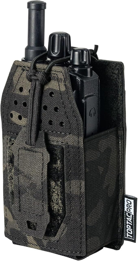 Tactical Radio Holster Molle Radio Pouch Universal Radio Holder for Walkie Talkie Motorola BaoFeng UV-5R BF-F8HP Adjustable Storage Rifle Magazine Pouch(Multi-camo Black)