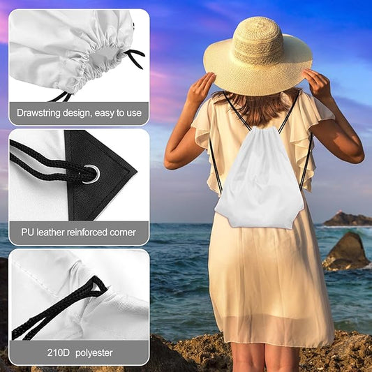 KUUQA 2 Pcs White Drawstring Backpack Drawstring Bag Bulk Sports Cinch Bags String Backpack Storage Bags for Gym Traveling