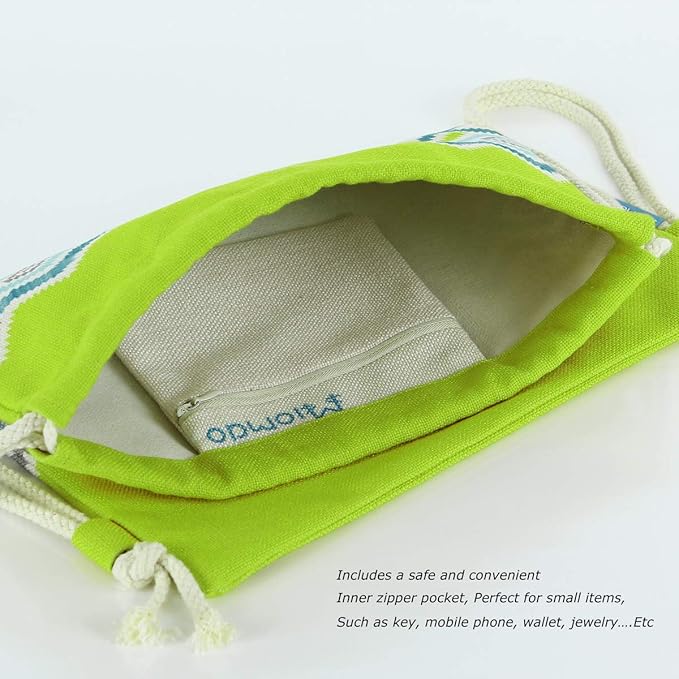 Drawstring Backpack Bohemia Style String Bag Canvas Beach Sport Daypack