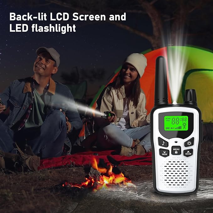 Walkie Talkies,Erelis Long Rang Walkie Talkies with 22 FRS Channels,Walkie Talkies for Adults with Lamp,VOX,LCD Display for Outdoor Activities (Silver)