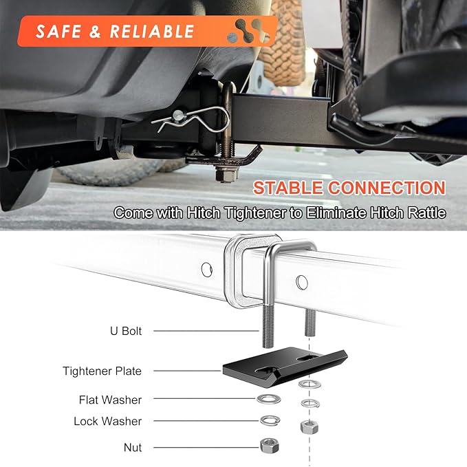 MeeFar Hitch Mount Cargo Carrier Basket 53" x19" x 5"+Waterproof Cargo Bag (51" x17"x 18"),Hauling Weight Capacity of 500 Lbs fit on 2 Inch Receiver with Hitch Stabilizer,Net and Straps
