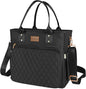 Large Insulated Lunch Bag for Work, Women's Nylon Thermal Lunch Box, Leakproof Cooler Tote Bag with Storage Pocket (Black)