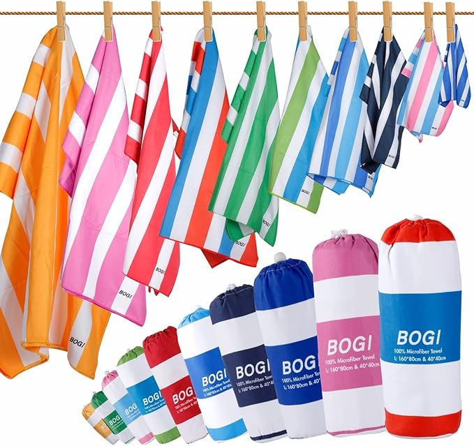 BOGI Microfiber Beach Towel Set,Quick Dry Beach Towel-(Size:L,XL)-Lightweight Absorbent Oversized Travel Towel,Sand Proof Compact Pool Towels for Travel Bath Beach Swim Gym Yoga