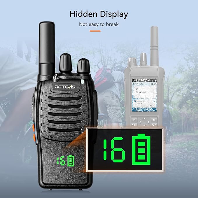 Retevis H-777H Walkie Talkies Long Range,2 Way Radios,Shatterproof Hidden Display,Type-C Charging,VOX,SOS Alarm,Flashlight,License-Free, Handheld Two Way Radio (1 Pack)
