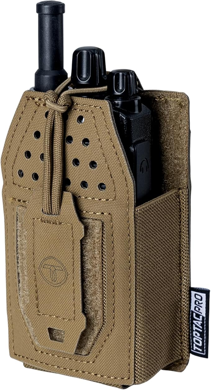 Tactical Radio Holster Molle Radio Pouch Universal Radio Holder for Walkie Talkie Motorola BaoFeng UV-5R BF-F8HP Adjustable Storage Rifle Magazine Pouch(Coyote Brown)