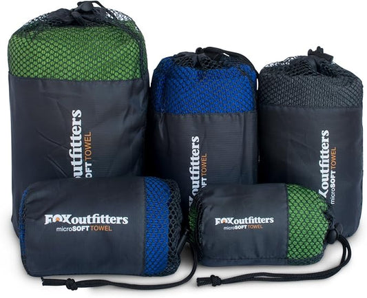 Microsoft Towel - Ultra Compact Soft Dry Microfiber Camping & Travel Towel with Hang Loop Snap. Lightweight & Great for Backpacking, Hiking, Sports. (Green, Large)