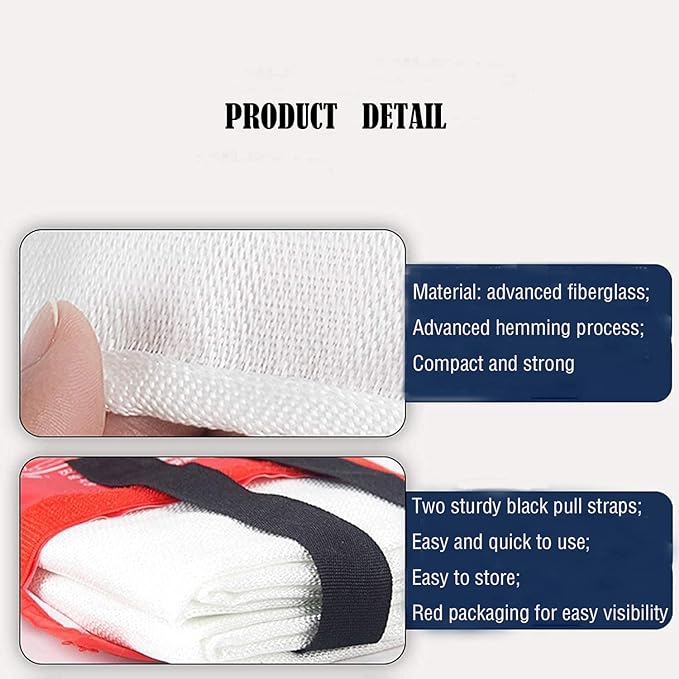TONYKO Emergency Fire Blankets, Flame Retardant Protection and Heat Insulation Designed for Kitchen,Fireplace,Grill,Car,Camping