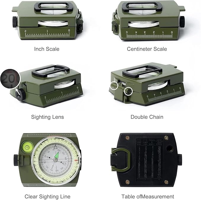 Military Compass, Hiking Compass for Survival with Lensatic Sighting, Luminous Navigation Compass Waterproof for Backpacking Orienteering Camping