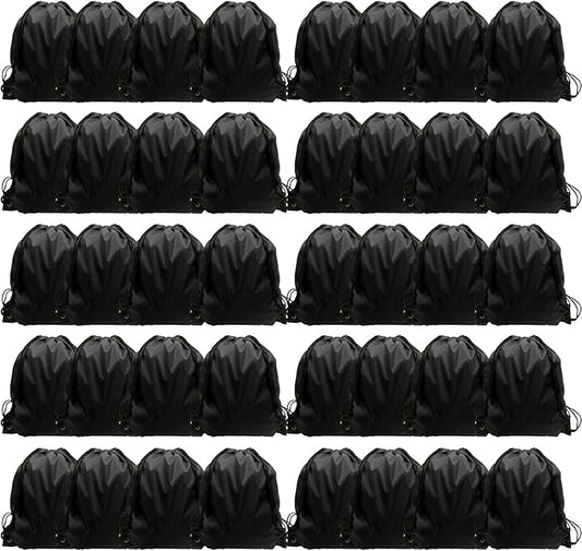 GoodtoU Drawstring Backpack Bulk, 40 Pcs Cinch Bags for Women & Men, Black